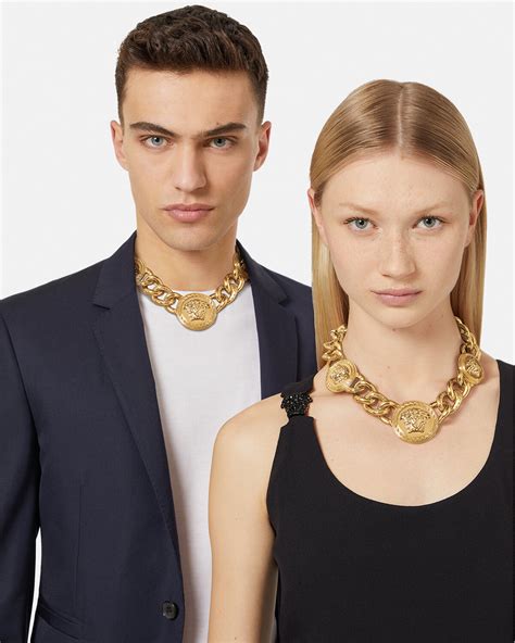 gold versace necklace womens|Versace medusa necklace with tag.